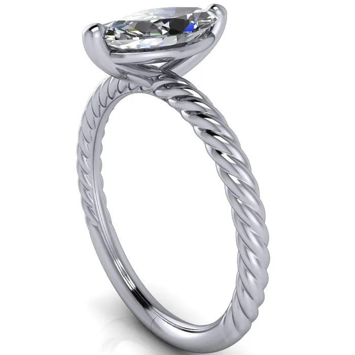 Rings Fire Brilliance Chaya Marquise Center Stone High Set 4 Prong Elegant Rope Ring
