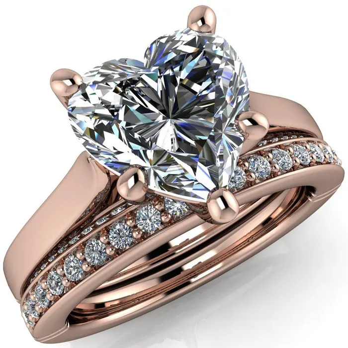 Rings Fire Brilliance Colette Heart Moissanite 5 Prong Half Eternity Cathedral Ring Rings Fire Brilliance Colette Heart Moissanite 5 Prong Half Eternity Cathedral Ring