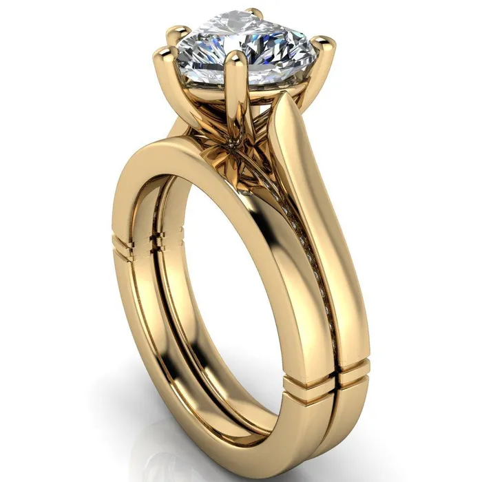 Rings Fire Brilliance Colette Heart Moissanite 5 Prong Half Eternity Cathedral Ring