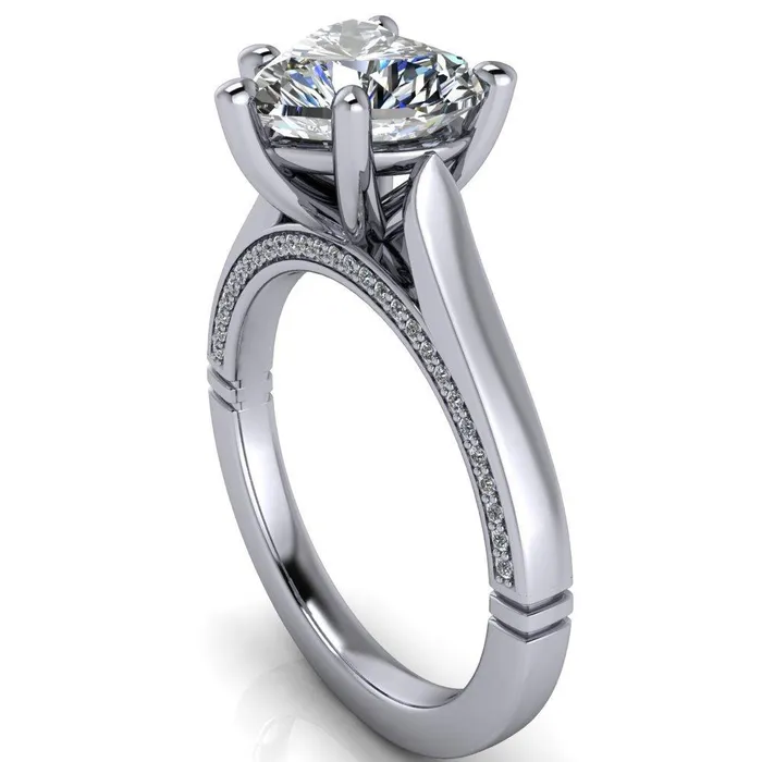 Rings Fire Brilliance Colette Heart Moissanite 5 Prong Half Eternity Cathedral Ring