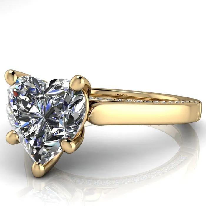 Rings Fire Brilliance Colette Heart Moissanite 5 Prong Half Eternity Cathedral Ring