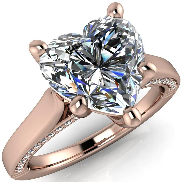 Rings Fire Brilliance Colette Heart Moissanite 5 Prong Half Eternity Cathedral Ring