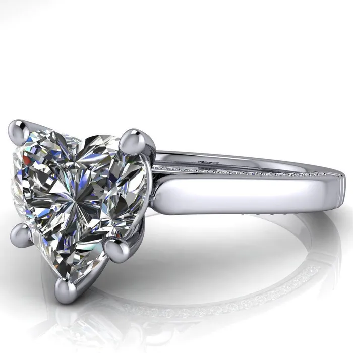Rings Fire Brilliance Colette Heart Moissanite 5 Prong Half Eternity Cathedral Ring