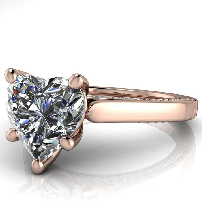 Rings Fire Brilliance Colette Heart Moissanite 5 Prong Half Eternity Cathedral Ring