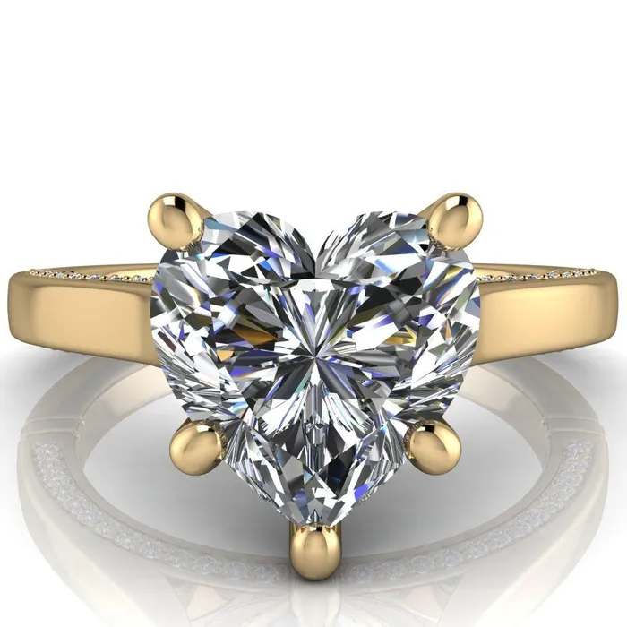 Rings Fire Brilliance Colette Heart Moissanite 5 Prong Half Eternity Cathedral Ring
