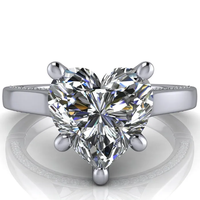 Rings Fire Brilliance Colette Heart Moissanite 5 Prong Half Eternity Cathedral Ring