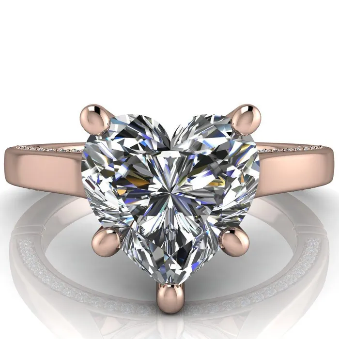 Rings Fire Brilliance Colette Heart Moissanite 5 Prong Half Eternity Cathedral Ring
