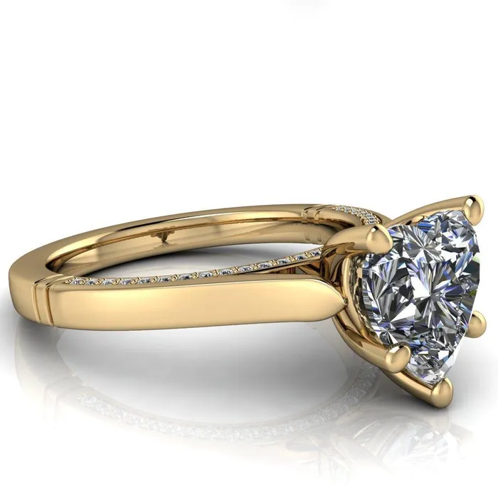 Rings Fire Brilliance Colette Heart Moissanite 5 Prong Half Eternity Cathedral Ring