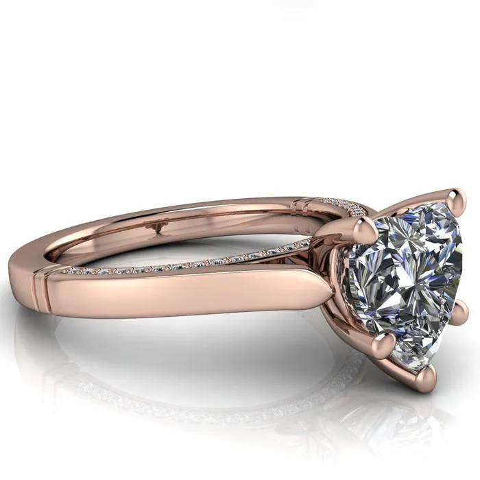 Rings Fire Brilliance Colette Heart Moissanite 5 Prong Half Eternity Cathedral Ring