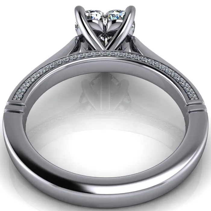 Rings Fire Brilliance Colette Heart Moissanite 5 Prong Half Eternity Cathedral Ring