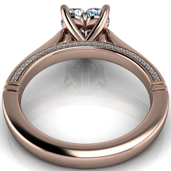Rings Fire Brilliance Colette Heart Moissanite 5 Prong Half Eternity Cathedral Ring
