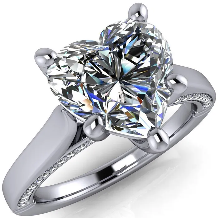Rings Fire Brilliance Colette Heart Moissanite 5 Prong Half Eternity Cathedral Ring