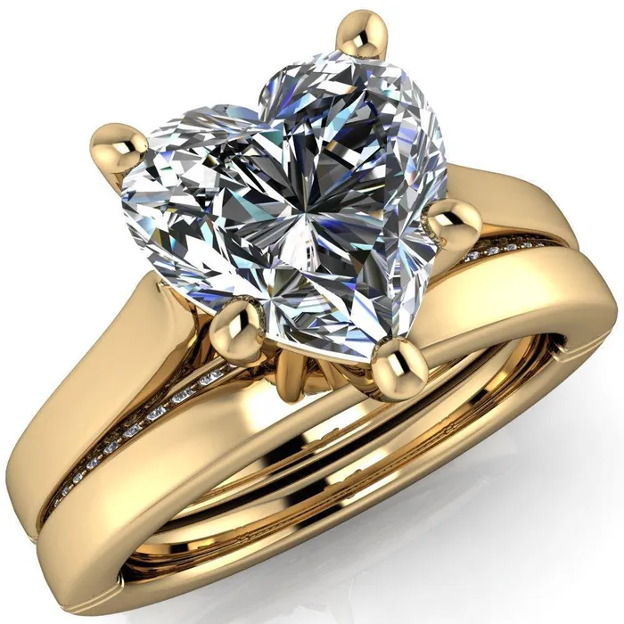 Rings Fire Brilliance Colette Heart Moissanite 5 Prong Half Eternity Cathedral Ring
