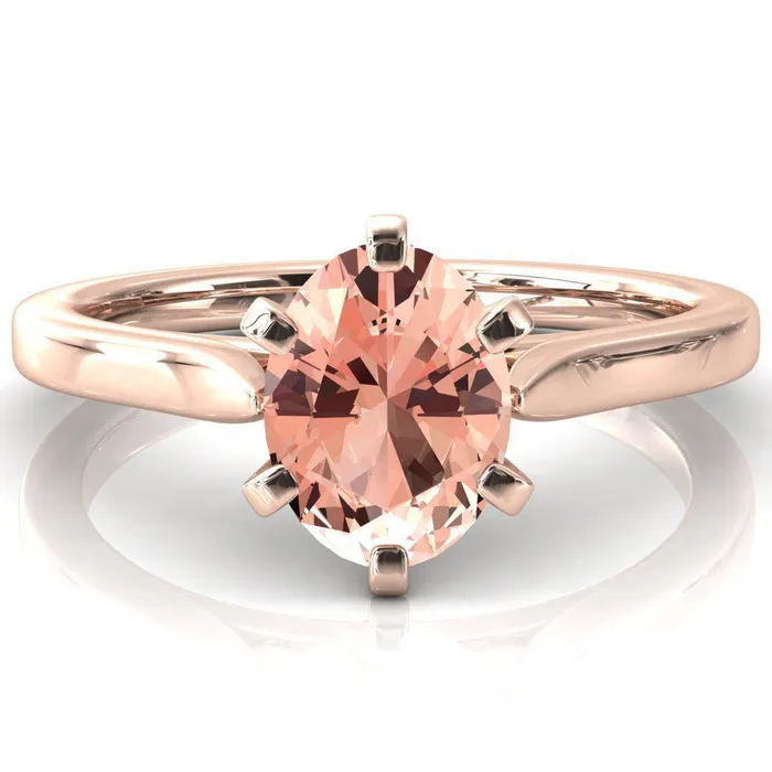 Rings Fire Brilliance Darci Oval Champagne Sapphire 6 Prong Cathedral Solitaire Engagement Ring