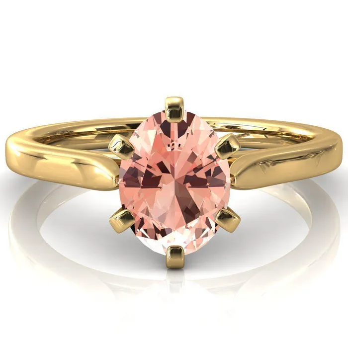 Rings Fire Brilliance Darci Oval Champagne Sapphire 6 Prong Cathedral Solitaire Engagement Ring
