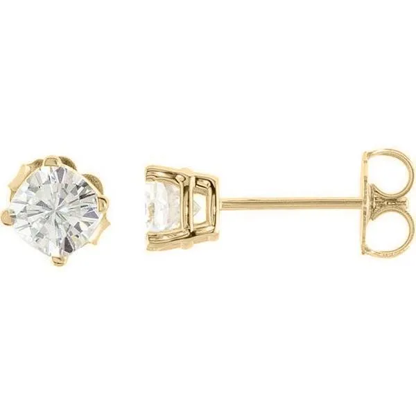 Rings Fire Brilliance FAB Round Moissanite 4 Prong Ring Complete 14K Yellow Gold Solitaire Wedding Set