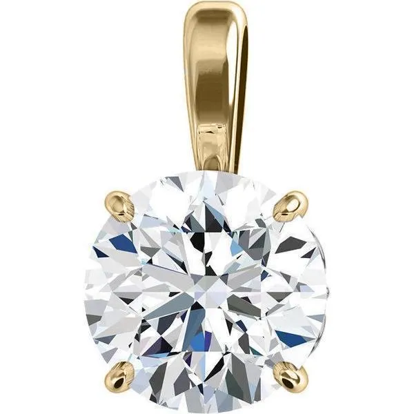 Rings Fire Brilliance FAB Round Moissanite 4 Prong Ring Complete 14K Yellow Gold Solitaire Wedding Set