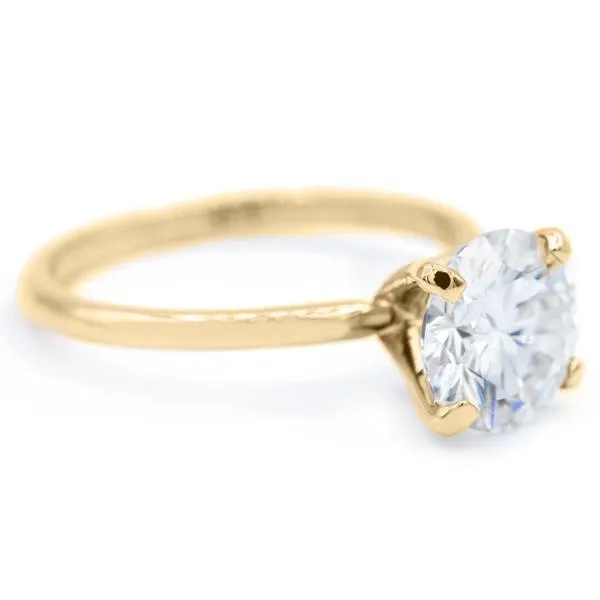 Rings Fire Brilliance FAB Round Moissanite 4 Prong Ring Complete 14K Yellow Gold Solitaire Wedding Set