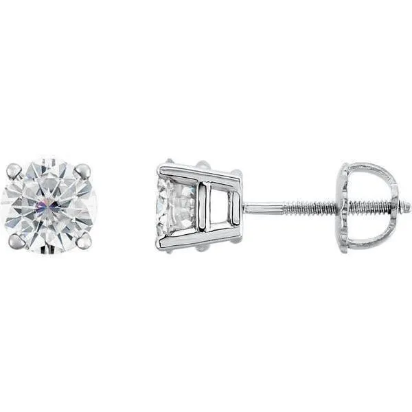 Rings Fire Brilliance FAB Round Moissanite 6 Prong Ring Complete Platinum Solitaire Wedding Set