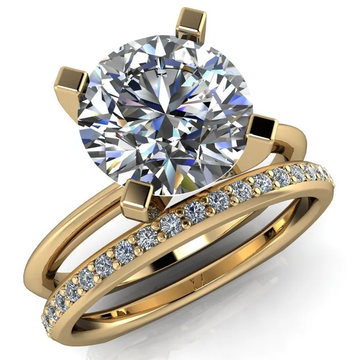 Rings Fire Brilliance Gabriella Round Center Stone Classic 4 Prong Euro Shank Solitaire Ring
