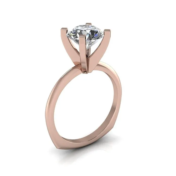 Rings Fire Brilliance Gabriella Round Center Stone Classic 4 Prong Euro Shank Solitaire Ring
