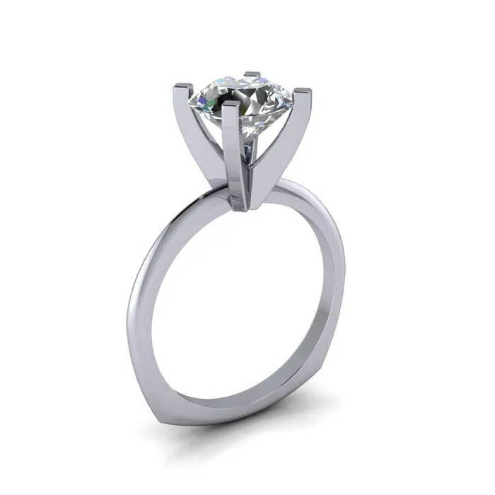 Rings Fire Brilliance Gabriella Round Center Stone Classic 4 Prong Euro Shank Solitaire Ring