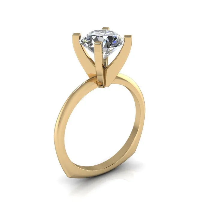 Rings Fire Brilliance Gabriella Round Center Stone Classic 4 Prong Euro Shank Solitaire Ring