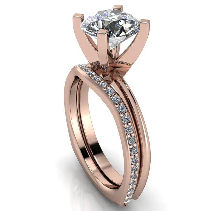 Rings Fire Brilliance Gabriella Round Center Stone Classic 4 Prong Euro Shank Solitaire Ring