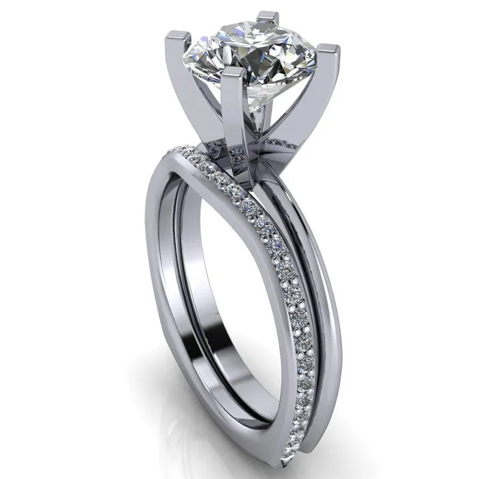 Rings Fire Brilliance Gabriella Round Center Stone Classic 4 Prong Euro Shank Solitaire Ring