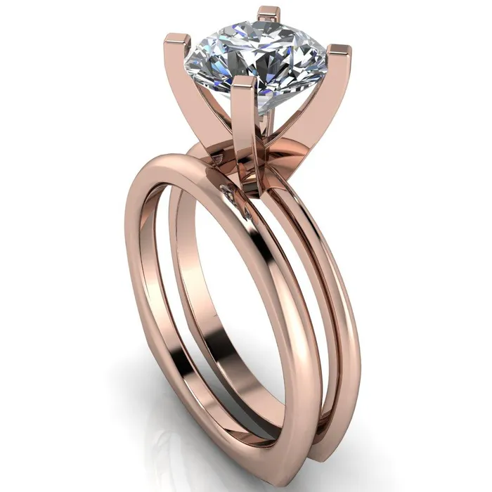 Rings Fire Brilliance Gabriella Round Center Stone Classic 4 Prong Euro Shank Solitaire Ring