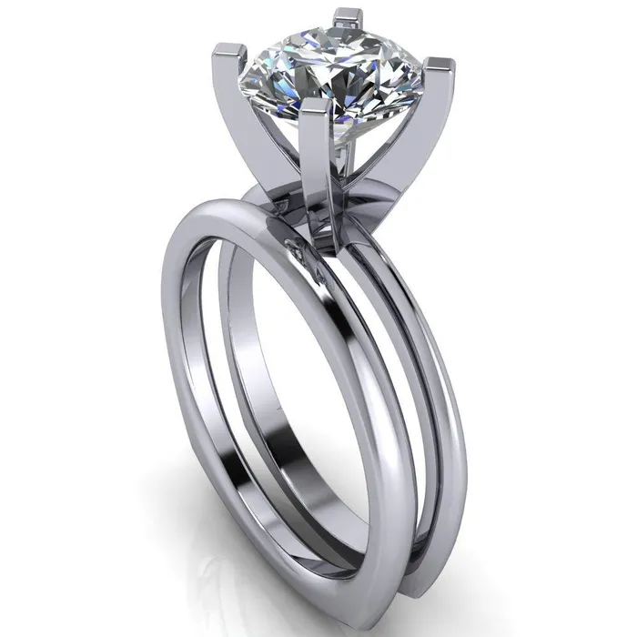 Rings Fire Brilliance Gabriella Round Center Stone Classic 4 Prong Euro Shank Solitaire Ring