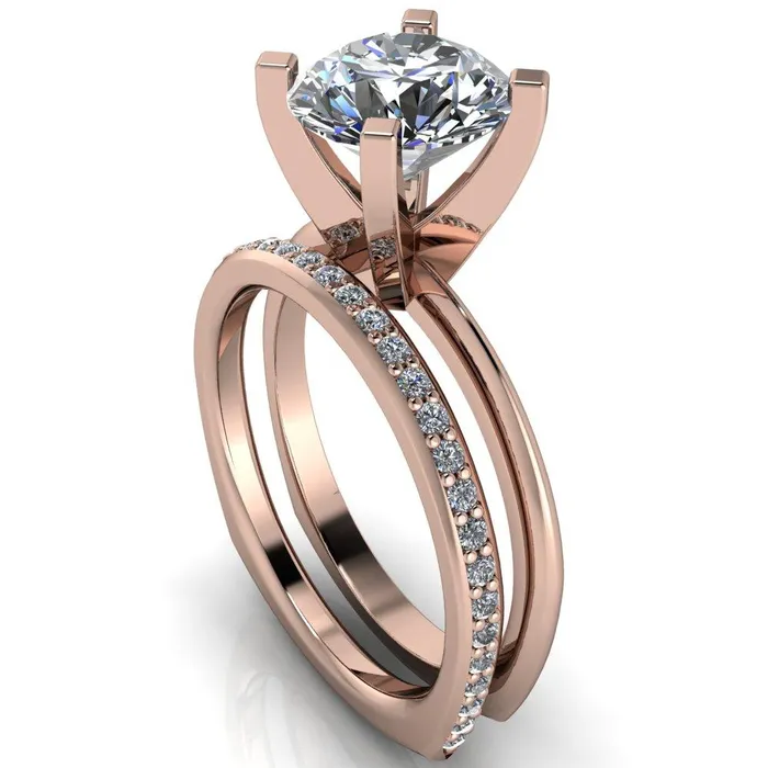 Rings Fire Brilliance Gabriella Round Center Stone Classic 4 Prong Euro Shank Solitaire Ring