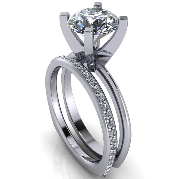 Rings Fire Brilliance Gabriella Round Center Stone Classic 4 Prong Euro Shank Solitaire Ring