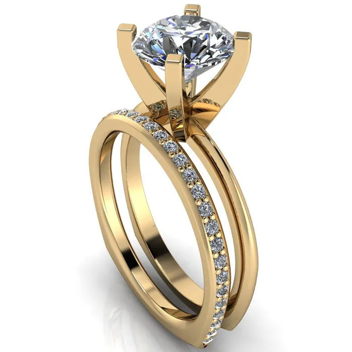 Rings Fire Brilliance Gabriella Round Center Stone Classic 4 Prong Euro Shank Solitaire Ring