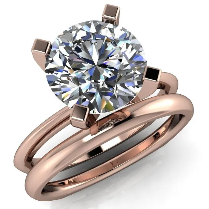 Rings Fire Brilliance Gabriella Round Center Stone Classic 4 Prong Euro Shank Solitaire Ring