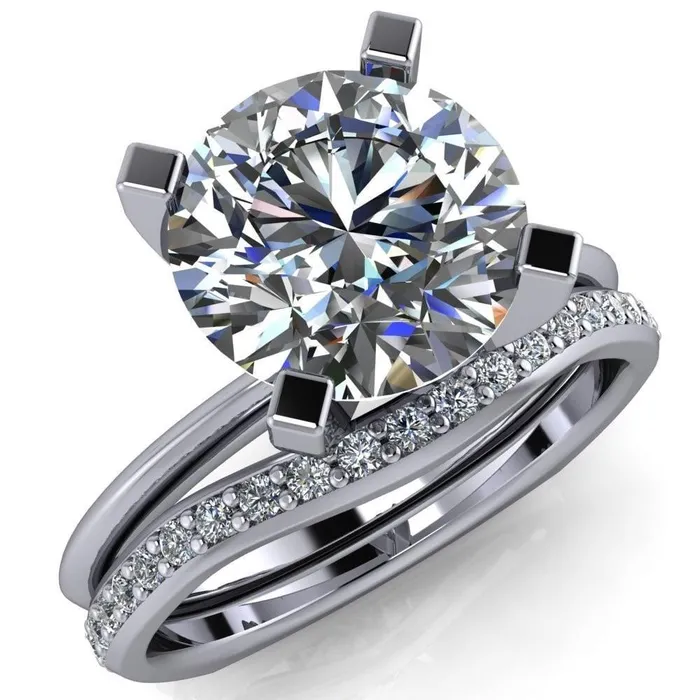 Rings Fire Brilliance Gabriella Round Center Stone Classic 4 Prong Euro Shank Solitaire Ring