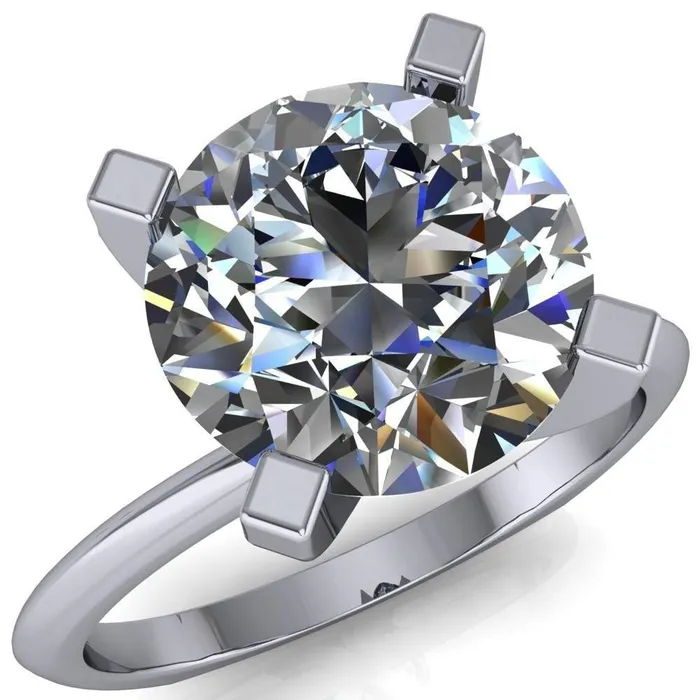 Rings Fire Brilliance Gabriella Round Center Stone Classic 4 Prong Euro Shank Solitaire Ring