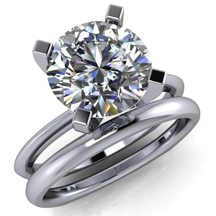 Rings Fire Brilliance Gabriella Round Center Stone Classic 4 Prong Euro Shank Solitaire Ring