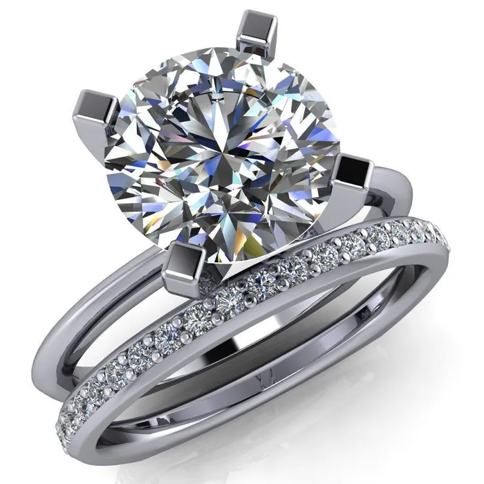 Rings Fire Brilliance Gabriella Round Center Stone Classic 4 Prong Euro Shank Solitaire Ring