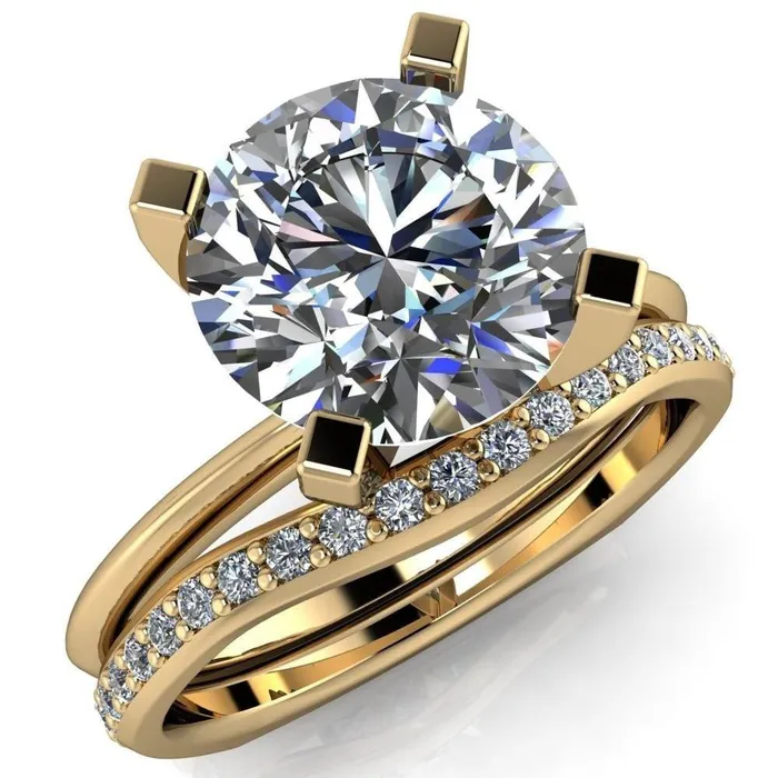 Rings Fire Brilliance Gabriella Round Center Stone Classic 4 Prong Euro Shank Solitaire Ring