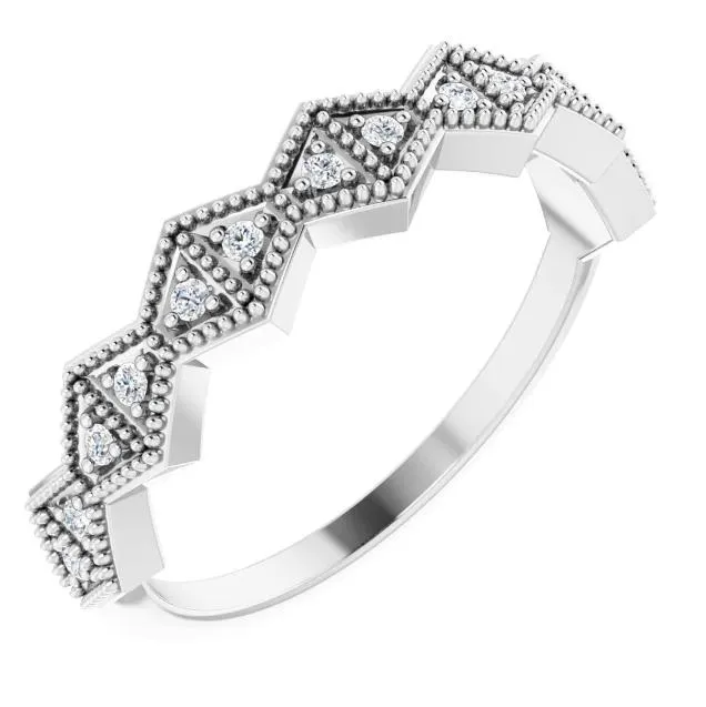 Rings Fire Brilliance Juliette Round Diamond or Moissanite 12 Eternity Art Deco Wedding Anniversary Band