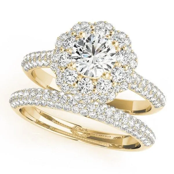 Rings Fire Brilliance Leanne Round Center Stone Micro Pave Shank Halo Engagement Ring
