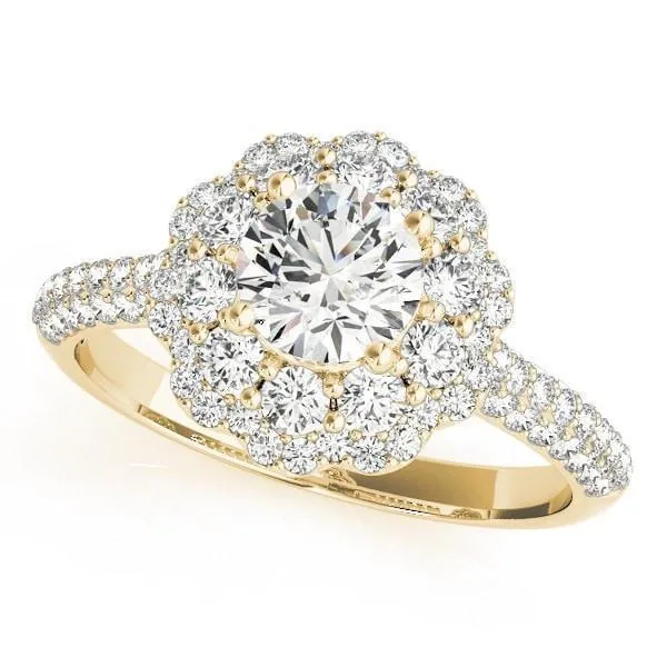 Rings Fire Brilliance Leanne Round Center Stone Micro Pave Shank Halo Engagement Ring