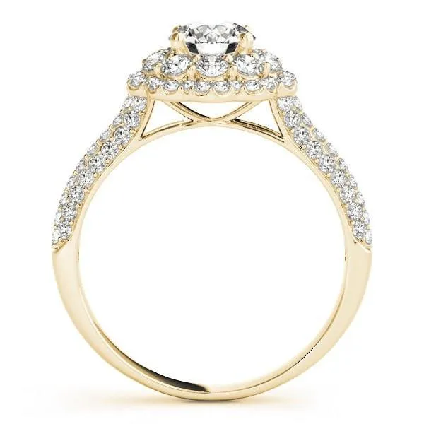 Rings Fire Brilliance Leanne Round Center Stone Micro Pave Shank Halo Engagement Ring