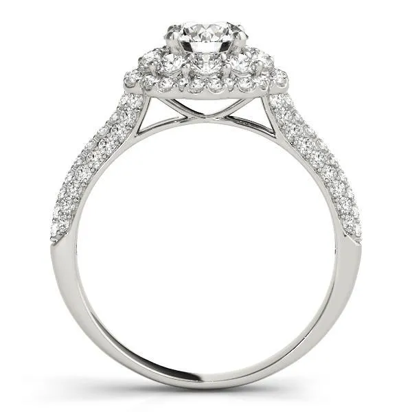 Rings Fire Brilliance Leanne Round Center Stone Micro Pave Shank Halo Engagement Ring