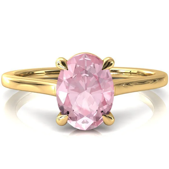 Rings Fire Brilliance Lizzy Oval Pink Sapphire 4 Claw Prong Cathedral Engagement Ring
