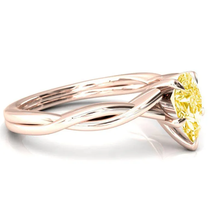 Rings Fire Brilliance Lucia Pear Canary Yellow 5 Claw Prong 12 Infinity Solitaire Ring Engagement Ring