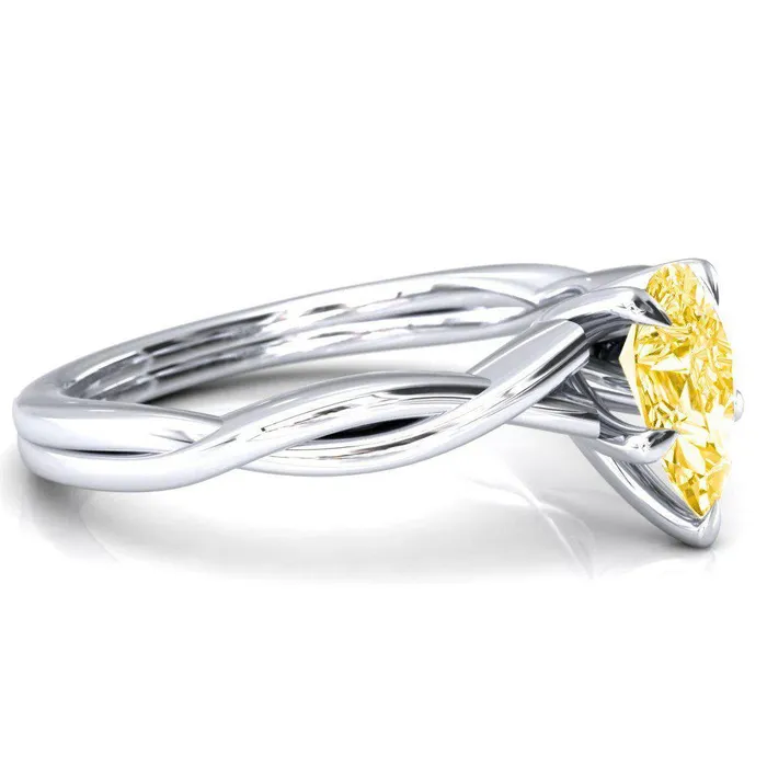 Rings Fire Brilliance Lucia Pear Canary Yellow 5 Claw Prong 12 Infinity Solitaire Ring Engagement Ring