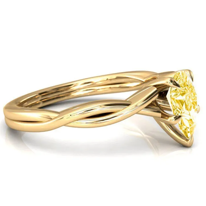 Rings Fire Brilliance Lucia Pear Canary Yellow 5 Claw Prong 12 Infinity Solitaire Ring Engagement Ring
