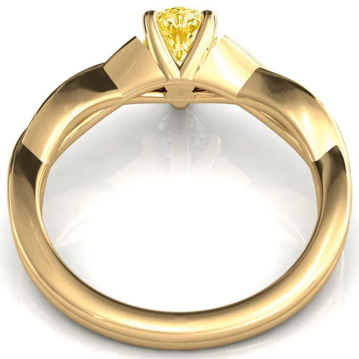 Rings Fire Brilliance Lucia Pear Canary Yellow 5 Claw Prong 12 Infinity Solitaire Ring Engagement Ring